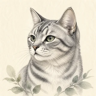 银灰猫水彩头像